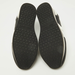 Jimmy Choo Black/White Lizard Embossed Leather Low Top Sneakers Size 38.5