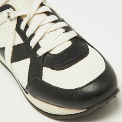 Jimmy Choo Black/White Lizard Embossed Leather Low Top Sneakers Size 38.5