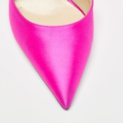 Pre Owned Jimmy Choo Pink Satin Bow Ankle Strap Pumps Size 38.5