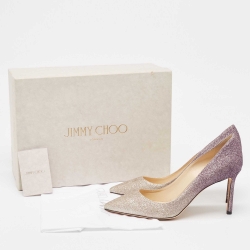 Jimmy Choo Ombre Purple/Silver Glitter Romy Pumps Size 38.5