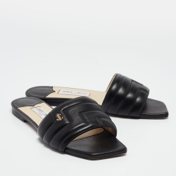 Pre Owned Jimmy Choo Black Quilted Leather Themis Flat Slides Size 40