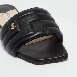 Pre Owned Jimmy Choo Black Quilted Leather Themis Flat Slides Size 40