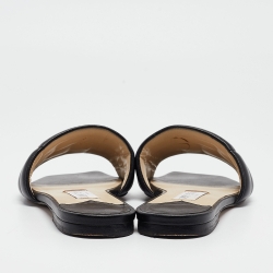 Pre Owned Jimmy Choo Black Quilted Leather Themis Flat Slides Size 40