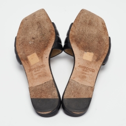 Pre Owned Jimmy Choo Black Quilted Leather Themis Flat Slides Size 40