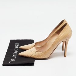 Pre Owned Jimmy Choo Beige Python Pointed Toe Pumps Size 39.5