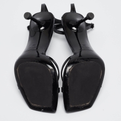 Pre Owned Jimmy Choo Black Patent Leather Ixia Sandals Size 38