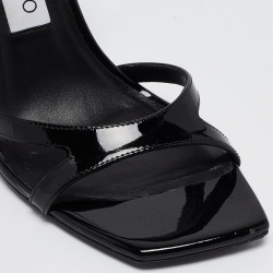 Pre Owned Jimmy Choo Black Patent Leather Ixia Sandals Size 38