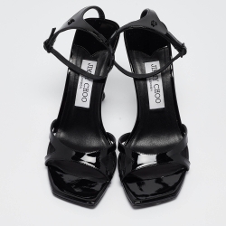 Pre Owned Jimmy Choo Black Patent Leather Ixia Sandals Size 38