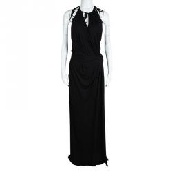 John Galliano Black Knit Loop Neck Detail Draped Sleeveless Maxi Dress M