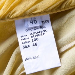 John Galliano Yellow Draped Silk Sleeveless Maxi Dress L