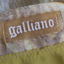John Galliano Yellow Abstract Printed Silk Maxi A Line Skirt S