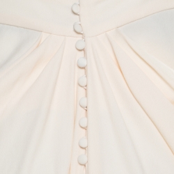 John Galliano Cream Draped Crepe Maxi High Low Skirt L