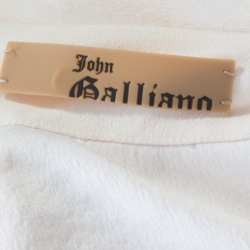 John Galliano Cream Draped Crepe Maxi High Low Skirt L