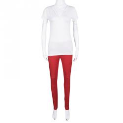 Joseph Red Stretch Gabardine Diamond Top Stitch Detail  Jeggings S
