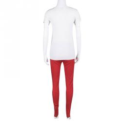 Joseph Red Stretch Gabardine Diamond Top Stitch Detail  Jeggings S