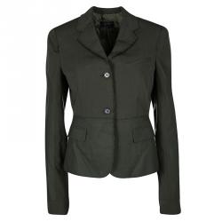 Pre Owned Joseph Khaki Gabardine Wool Frayed Trim Detail Bazz Blazer M