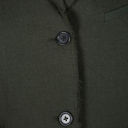 Pre Owned Joseph Khaki Gabardine Wool Frayed Trim Detail Bazz Blazer M