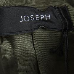 Pre Owned Joseph Khaki Gabardine Wool Frayed Trim Detail Bazz Blazer M