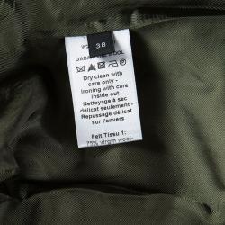 Pre Owned Joseph Khaki Gabardine Wool Frayed Trim Detail Bazz Blazer M