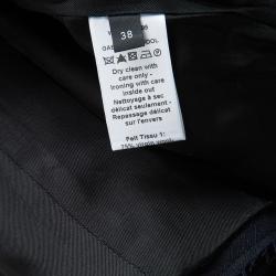 Pre Owned Joseph Navy Blue Gabardine Wool Frayed Trim Detail Bazz Blazer M