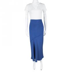 Pre Owned Joseph Blue Silk Hala Midi Skirt M