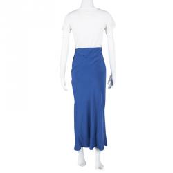 Pre Owned Joseph Blue Silk Hala Midi Skirt M