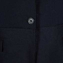 Pre Owned Joseph Navy Blue Gabardine Wool Frayed Trim Detail Bazz Blazer L