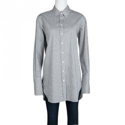 Pre Owned Joseph Monochrome Emile Striped Cotton Long Sleeve Button Front Shirt L