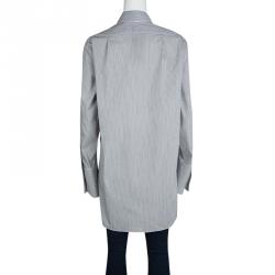 Pre Owned Joseph Monochrome Emile Striped Cotton Long Sleeve Button Front Shirt L