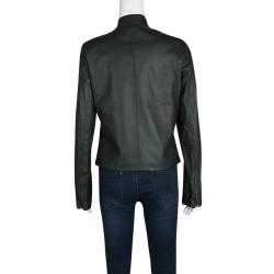 Pre Owned جاكت جوزيف نيو ألفا جلد نابا جلد خروف أخضر فورست L 