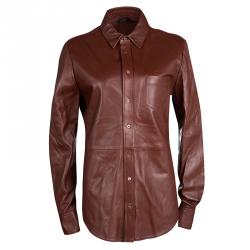 Joseph Chestnut Brown Lambskin Glove Leather Garcon Shirt M