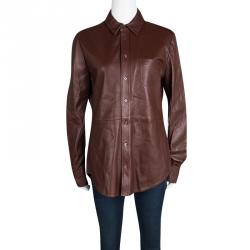 Joseph Chestnut Brown Lambskin Glove Leather Garcon Shirt M
