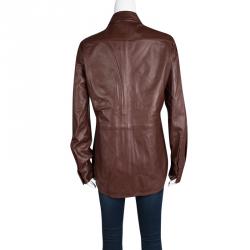Joseph Chestnut Brown Lambskin Glove Leather Garcon Shirt M