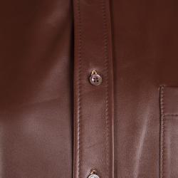 Joseph Chestnut Brown Lambskin Glove Leather Garcon Shirt M