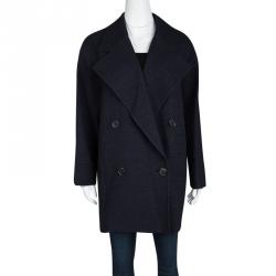 Joseph Navy Blue Summer Tweed Double Breasted Maubert Coat M