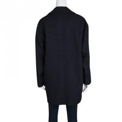 Joseph Navy Blue Summer Tweed Double Breasted Maubert Coat M