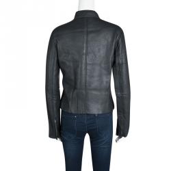 Joseph Forest Grey Lambskin Nappa Leather New Alpha Shearling Jacket L