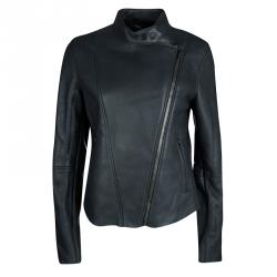 Joseph Forest Grey Lambskin Nappa Leather New Alpha Shearling Jacket L