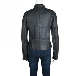 Joseph Forest Grey Lambskin Nappa Leather New Alpha Shearling Jacket L