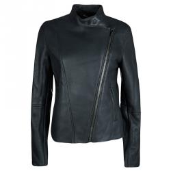 Joseph Forest Grey Lambskin Nappa Leather New Alpha Shearling Jacket M