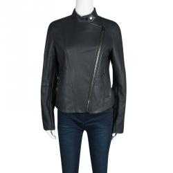 Joseph Forest Grey Lambskin Nappa Leather New Alpha Shearling Jacket M