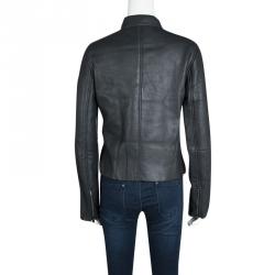 Joseph Forest Grey Lambskin Nappa Leather New Alpha Shearling Jacket M