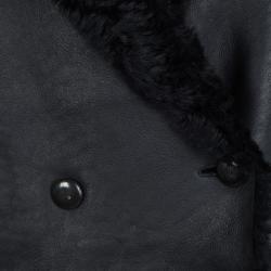Pre Owned Joseph Black Island Merinos Ringo Double Breasted Lambskin Coat L