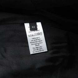 Joseph Black Wool Contrast Fur Collar Drap De Laine Belted Overcoat L