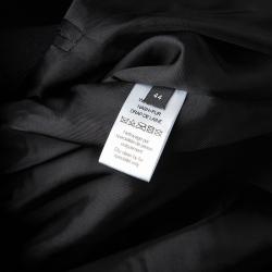 Joseph Black Wool Contrast Fur Collar Drap De Laine Belted Overcoat L