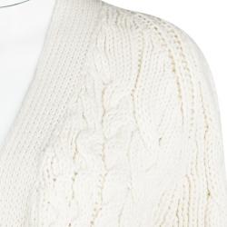 Pre Owned كارديغان جوزيف صوف مارينو كريمي تريكو بحزام M