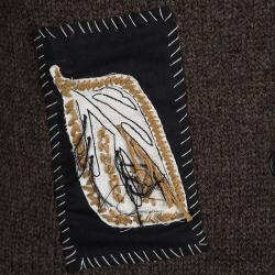 Joseph Mahogany Brown Button Knit Applique Detail Chunky Cardigan M