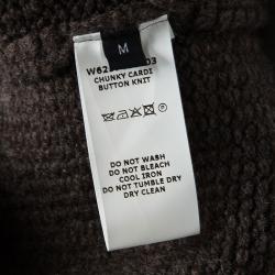 Joseph Mahogany Brown Button Knit Applique Detail Chunky Cardigan M