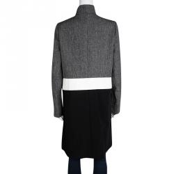 Pre Owned Joseph Tricolor Techno Tweed Zip Detail Preston Long Coat M