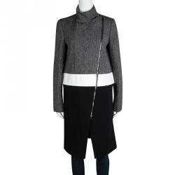 Pre Owned Joseph Tricolor Techno Tweed Zip Detail Preston Long Coat L